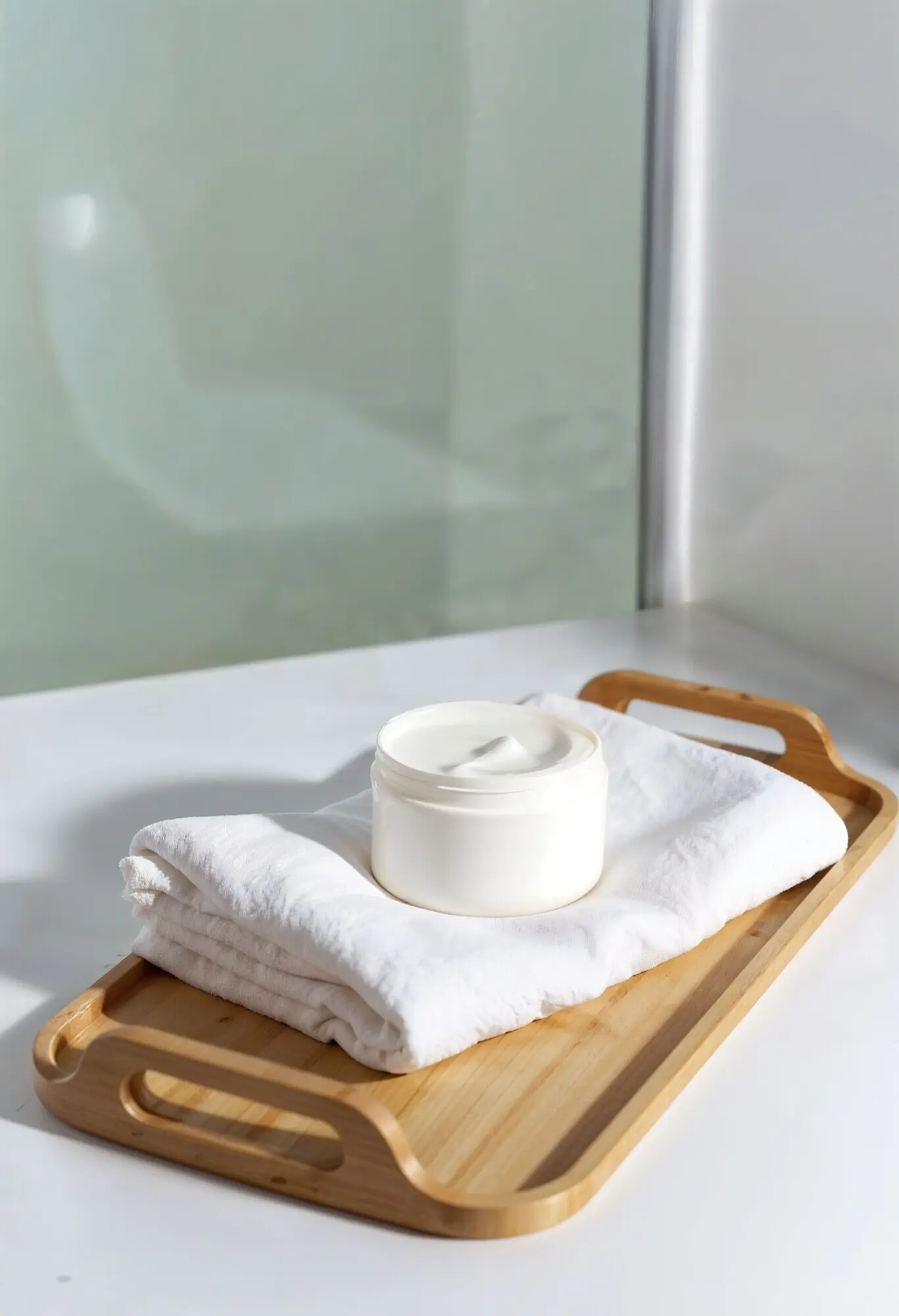 Minimalist presentation of a skin care product.